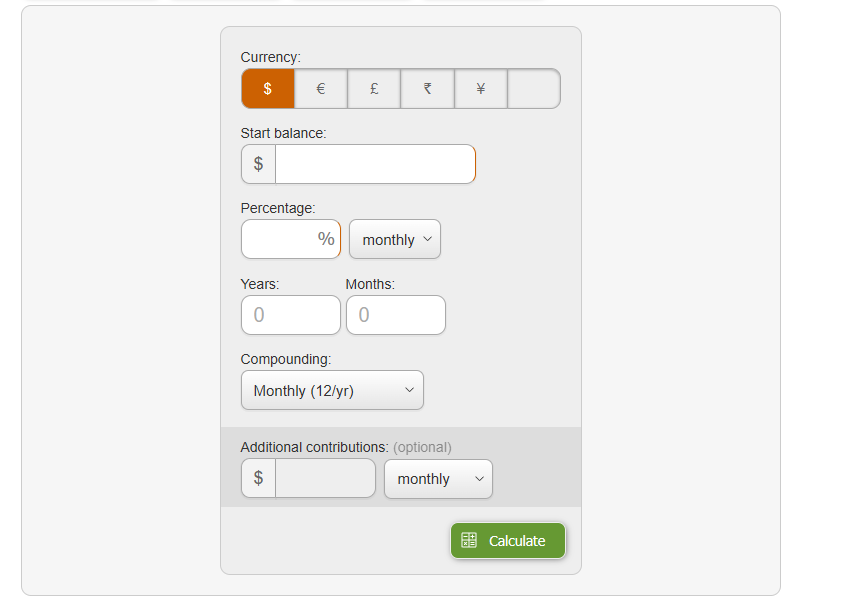 Phần mềm Forex Compounding Calculator